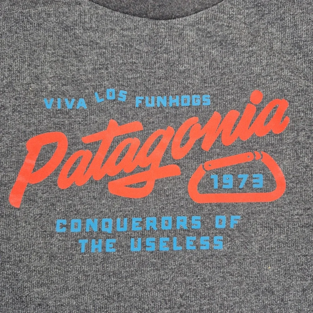 Patagonia Sweatshirt Mens Large Gray Splitter Script Lightweight Crew Neck